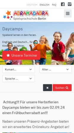 Vorschau der mobilen Webseite www.spielsprachschule-berlin.de, Spielsprachschule Berlin