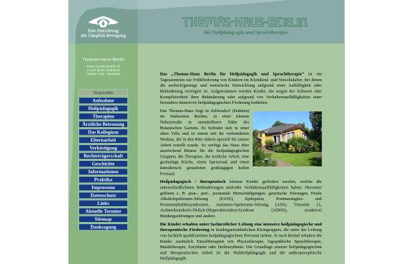 Vorschau von www.thomas-haus-berlin.de, Thomas-Haus für Heilpädagogik und Sprachtherapie