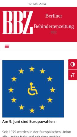 Vorschau der mobilen Webseite www.berliner-behindertenzeitung.de, Berliner Behindertenverband e. V.
