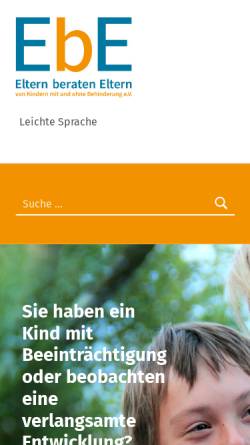 Vorschau der mobilen Webseite www.eltern-beraten-eltern.de, Eltern beraten Eltern von Kindern mit und ohne Behinderung e.V.