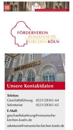 Vorschau der mobilen Webseite www.romanische-kirchen-koeln.de, Romanische Kirchen in Köln