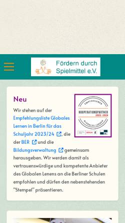 Vorschau der mobilen Webseite www.spielmittel.de, Spielzeug für behinderte Kinder e.V.