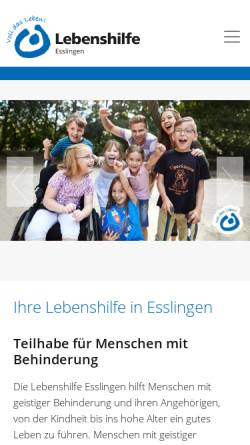 Vorschau der mobilen Webseite www.lebenshilfe-esslingen.de, Lebenshilfe für Menschen mit geistiger Behinderung Ortvereinigung Esslingen und Umgebung e.V.