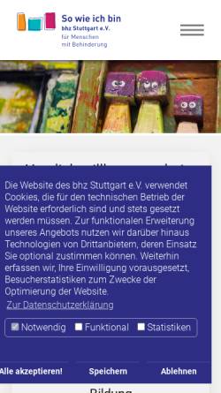 Vorschau der mobilen Webseite www.bhz.de, Behindertenzentrum Stuttgart e.V.