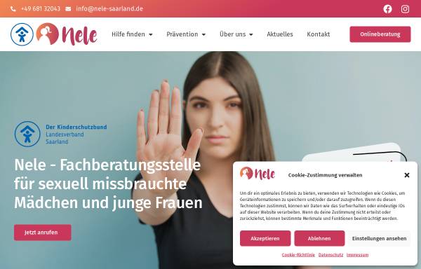Vorschau von www.nele-saarland.de, Nele Verein gegen sexuelle Ausbeutung von Mädchen e.V.