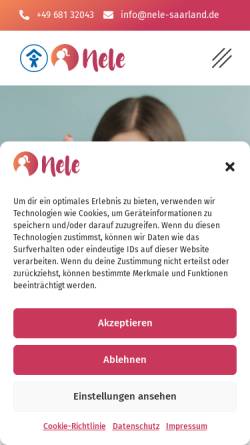 Vorschau der mobilen Webseite www.nele-saarland.de, Nele Verein gegen sexuelle Ausbeutung von Mädchen e.V.