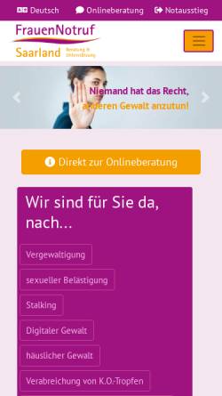 Vorschau der mobilen Webseite www.frauennotruf-saarland.de, Notrufgruppe für vergewaltigte und misshandelte Frauen und Mädchen e.V.