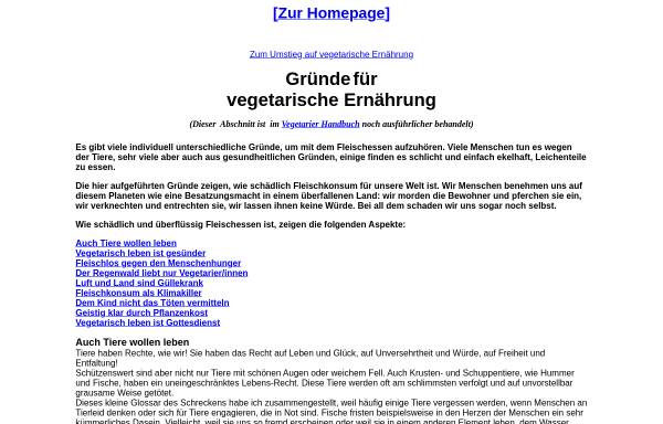 Vorschau von www.veggiswelt.de, Gründe für vegetarische Ernährung