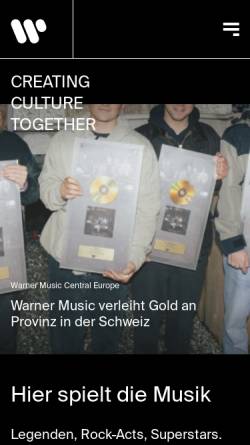 Vorschau der mobilen Webseite www.warnermusic.de, EastWest Records