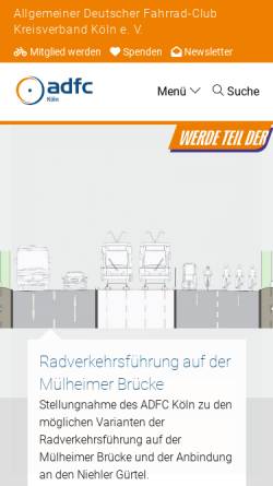 Vorschau der mobilen Webseite www.adfc-koeln.de, ADFC, Kreisverband Köln und Umgebung e.V.