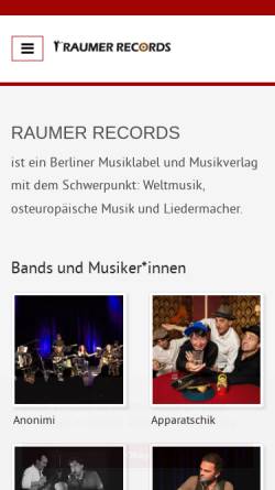 Vorschau der mobilen Webseite www.raumer-records.de, Raumer Records