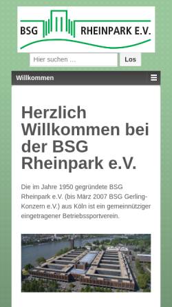 Vorschau der mobilen Webseite www.bsg-rheinpark.de, BSG Rheinpark e.V.