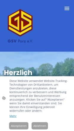Vorschau der mobilen Webseite www.gsv-porz.de, Gymnasial-Sportverein Porz e.V. (GSV Porz)