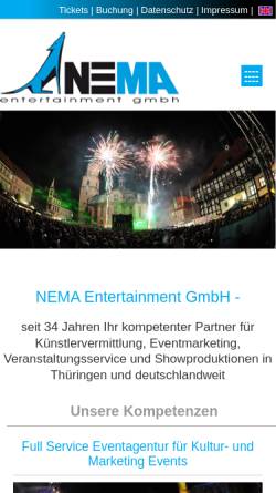 Vorschau der mobilen Webseite www.nema-entertainment.de, NEMA Entertainment GmbH