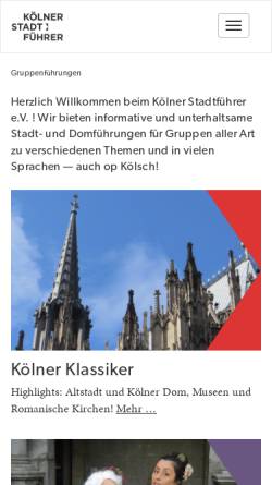 Vorschau der mobilen Webseite koelner-stadtfuehrer.de, Kölner Stadtführer e.V.