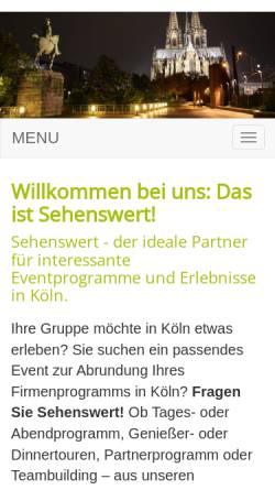 Vorschau der mobilen Webseite www.sehenswert-koeln.de, Sehenswert - Stadtführungen und Erlebnisse in Köln