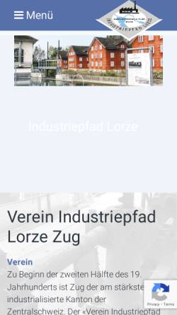 Vorschau der mobilen Webseite www.industriepfad-lorze.ch, Industriepfad Lorze