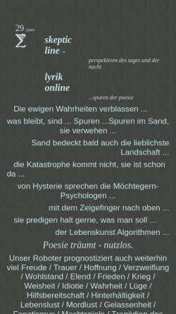 Vorschau der mobilen Webseite www.lyrik.ch, Die WWW-Lyrikzeitschrift.
