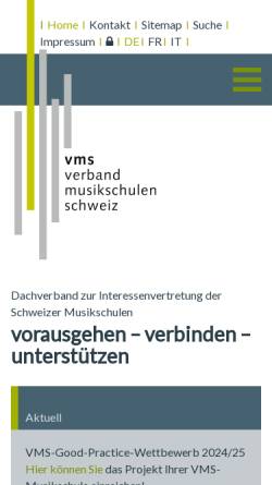 Vorschau der mobilen Webseite www.verband-musikschulen.ch, Verband Musikschulen Schweiz (VMS)