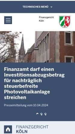 Vorschau der mobilen Webseite www.fg-koeln.nrw.de, Finanzgericht Köln