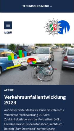Vorschau der mobilen Webseite koeln.polizei.nrw, Polizeipräsidium Köln