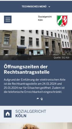 Vorschau der mobilen Webseite www.sg-koeln.nrw.de, Sozialgericht Köln