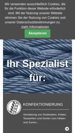 Vorschau der mobilen Webseite www.tip-drahtseile.de, Technische Industrie-Produkt-Vetriebs-GmbH (TIP)