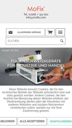 Vorschau der mobilen Webseite folienschweissgeraete.com, MoFix Montage- und Handels GmbH