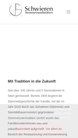 Vorschau der mobilen Webseite www.schwierenstein.de, Granit- und Grabsteinwerkstätten Martin Schwieren