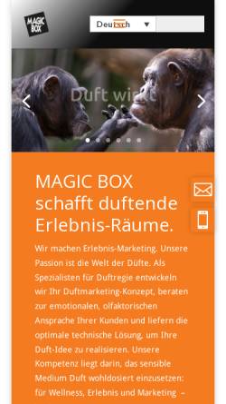 Vorschau der mobilen Webseite www.magicbox.de, MAGIC BOX e.K. Special Events