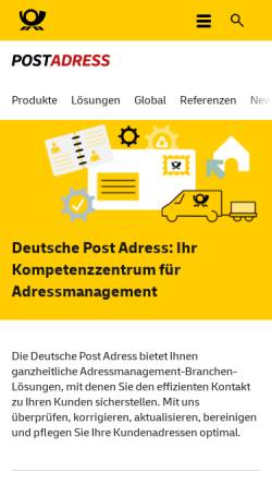 Vorschau der mobilen Webseite www.postadress.de, Deutsche Post Adress GmbH & Co. KG