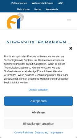 Vorschau der mobilen Webseite www.adressdatenbanken.de, Faust Information GmbH