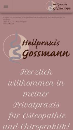 Vorschau der mobilen Webseite www.heilpraxis-gossmann.de, Christoph Gossmann, Heilpraktiker