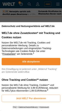 Vorschau der mobilen Webseite www.welt.de, Rebell auf schwarz-weißen Tasten