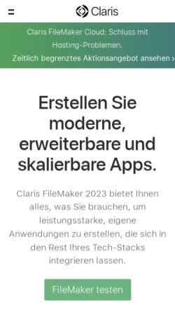 Vorschau der mobilen Webseite www.filemaker.de, FileMaker
