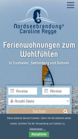 Vorschau der mobilen Webseite www.nordseebrandung.de, Caroline Regge Ferienappartements