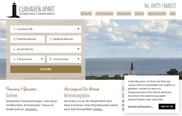 Vorschau von www.cuxhaven-apart.de, Ferienwohnung Duhnen