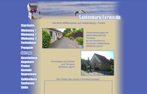 Vorschau von www.sahlenburg-ferien.de, Ferienwohnungen in Sahlenburg, Ines Knieling