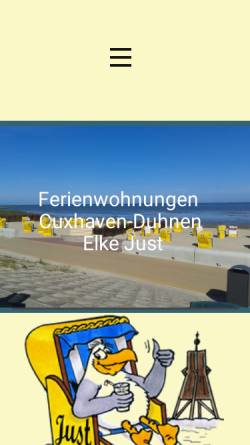 Vorschau der mobilen Webseite www.just-duhnen.de, Willkommen in Cuxhaven-Duhnen