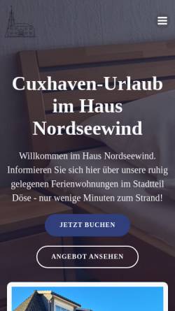Vorschau der mobilen Webseite www.haus-nordseewind.de, Haus Nordseewind Cuxhaven-Döse