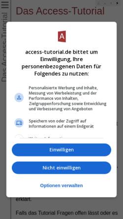 Vorschau der mobilen Webseite www.access-tutorial.de, Das Access-Tutorial