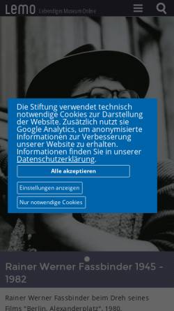 Vorschau der mobilen Webseite www.hdg.de, Rainer Werner Fassbinder, 1945-1982