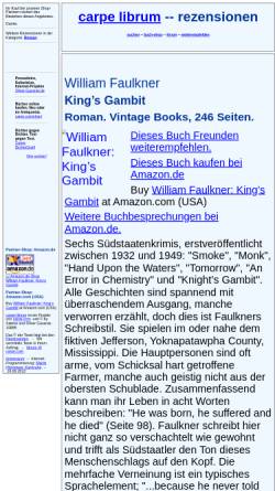 Vorschau der mobilen Webseite rezensionen.literaturwelt.de, William Faulkner: Knight's Gambit