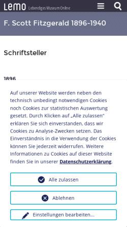 Vorschau der mobilen Webseite www.dhm.de, F. Scott Fitzgerald, 1896-1940