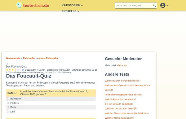 Vorschau von www.testedich.de, Das Quiz zu Michel Foucault