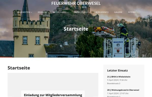 Vorschau von www.feuerwehr-oberwesel.de, Freiwillige Feuerwehr Oberwesel