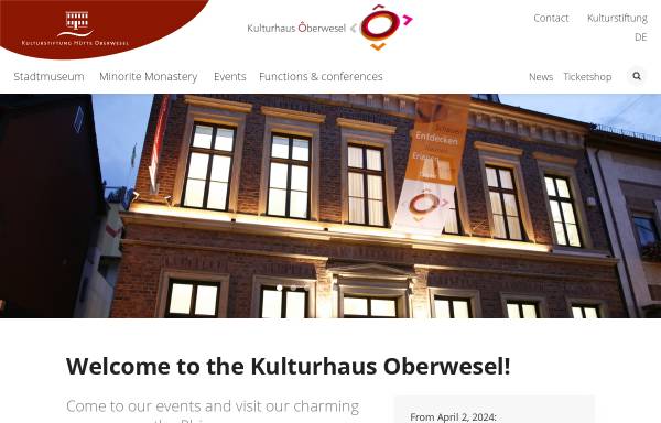 Vorschau von www.kulturhaus-oberwesel.de, Kulturhaus Oberwesel