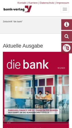 Vorschau der mobilen Webseite www.die-bank.de, Die Bank - Zeitschrift für Bankpolitik und Praxis