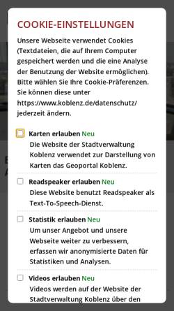 Vorschau der mobilen Webseite www.koblenz.de, Stadt Koblenz