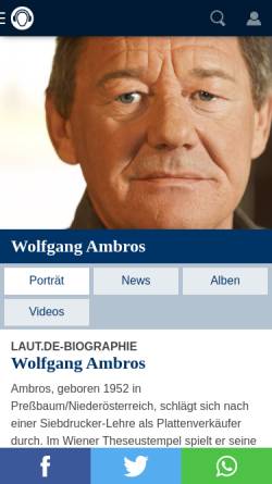 Vorschau der mobilen Webseite www.laut.de, WORT.LAUT: Wolfgang Ambros